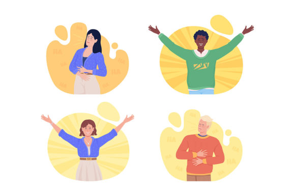 Positive Emotions Illustrations Set Gráfico Ilustrações para Impressão Por IMG visuals characters