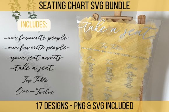 Wedding Seating Chart SVG Bundle Gráfico Modelos de Impressão Por vinyldecalschool
