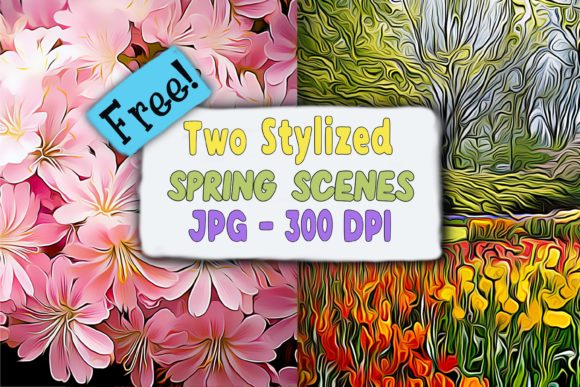 FREE! Two Spring Stylized Backgrounds Graphic Backgrounds By Mary Kay's Magic