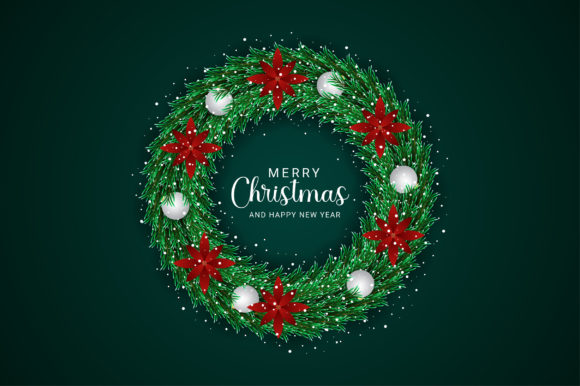 Realistic Christmas Green Leaf Flower