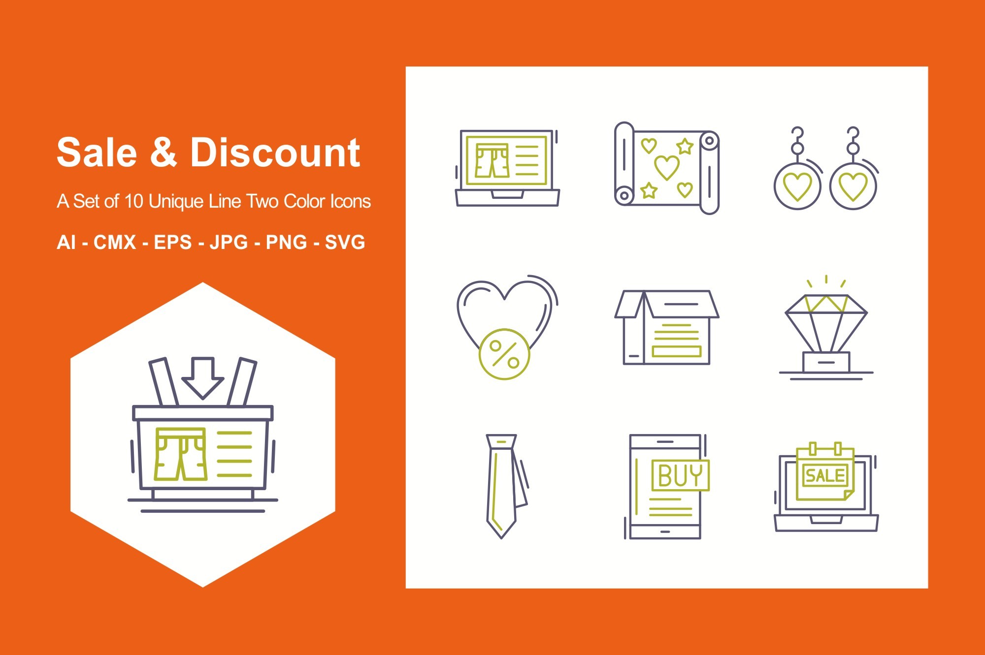 Sale and DiscountLine Two Color Icon Set Graphic by JM Graphics ...