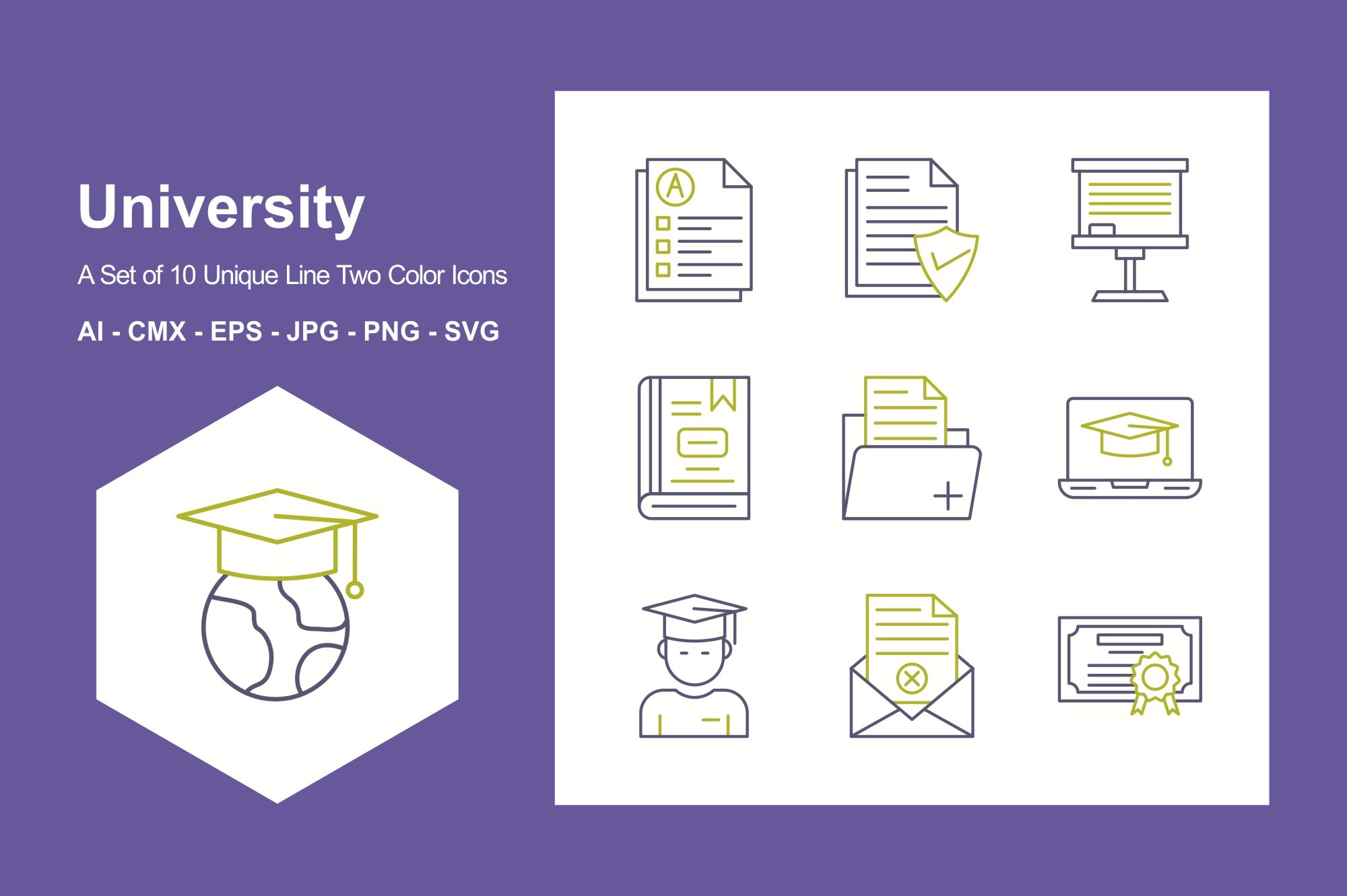University Line Two Color Icon Set Graphic by JM Graphics · Creative ...