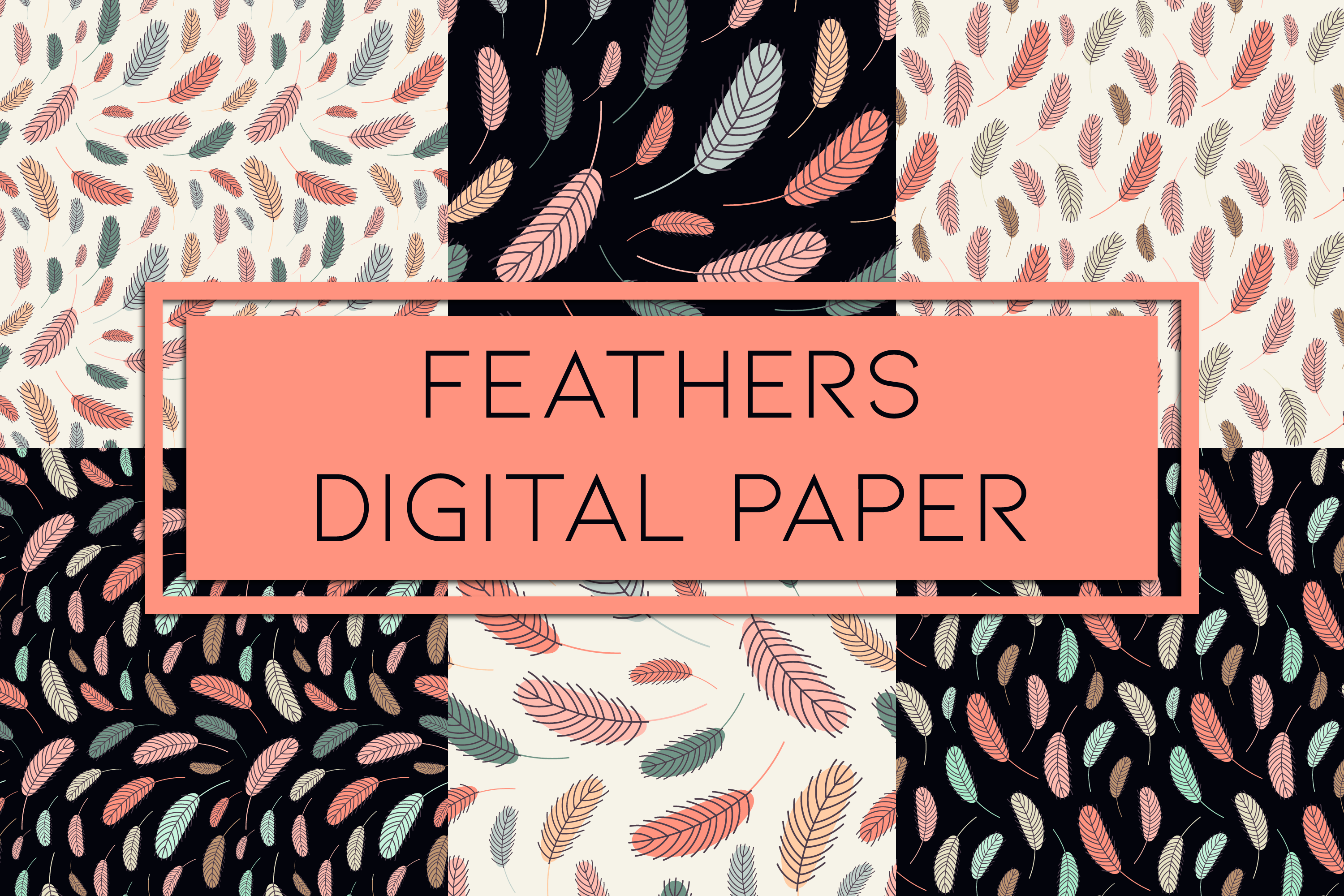 Feathers Digital Paper Graphic by Art's and Patterns · Creative Fabrica