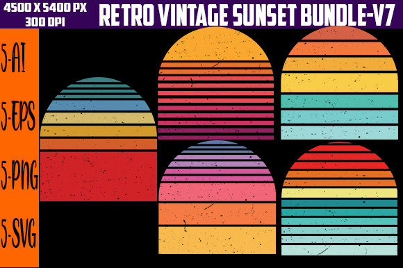 Retro Vintage Sunset Bundle Graphic by Bundle _graphic · Creative Fabrica