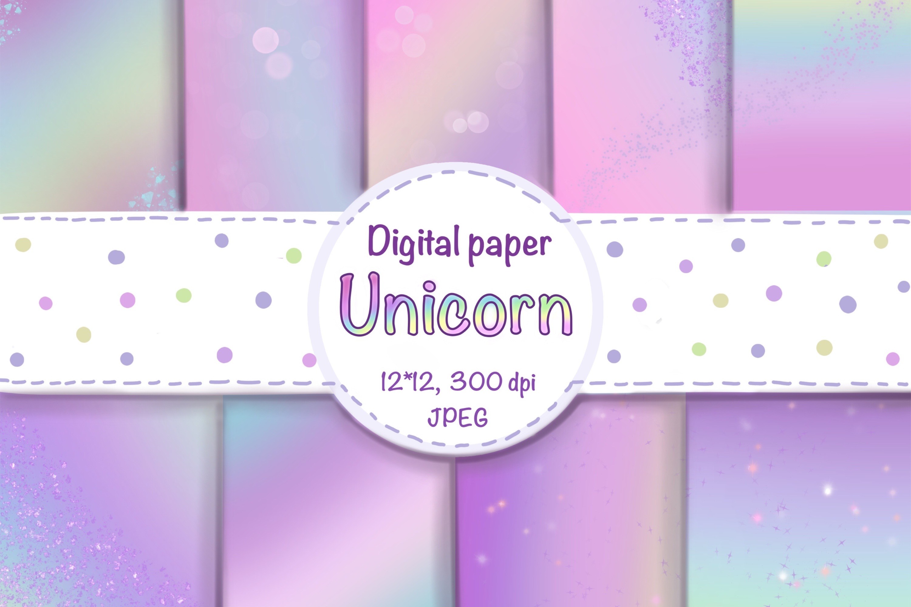 Unicorn Digital Paper Rainbow Background Graphic by MyCuteClipart ...