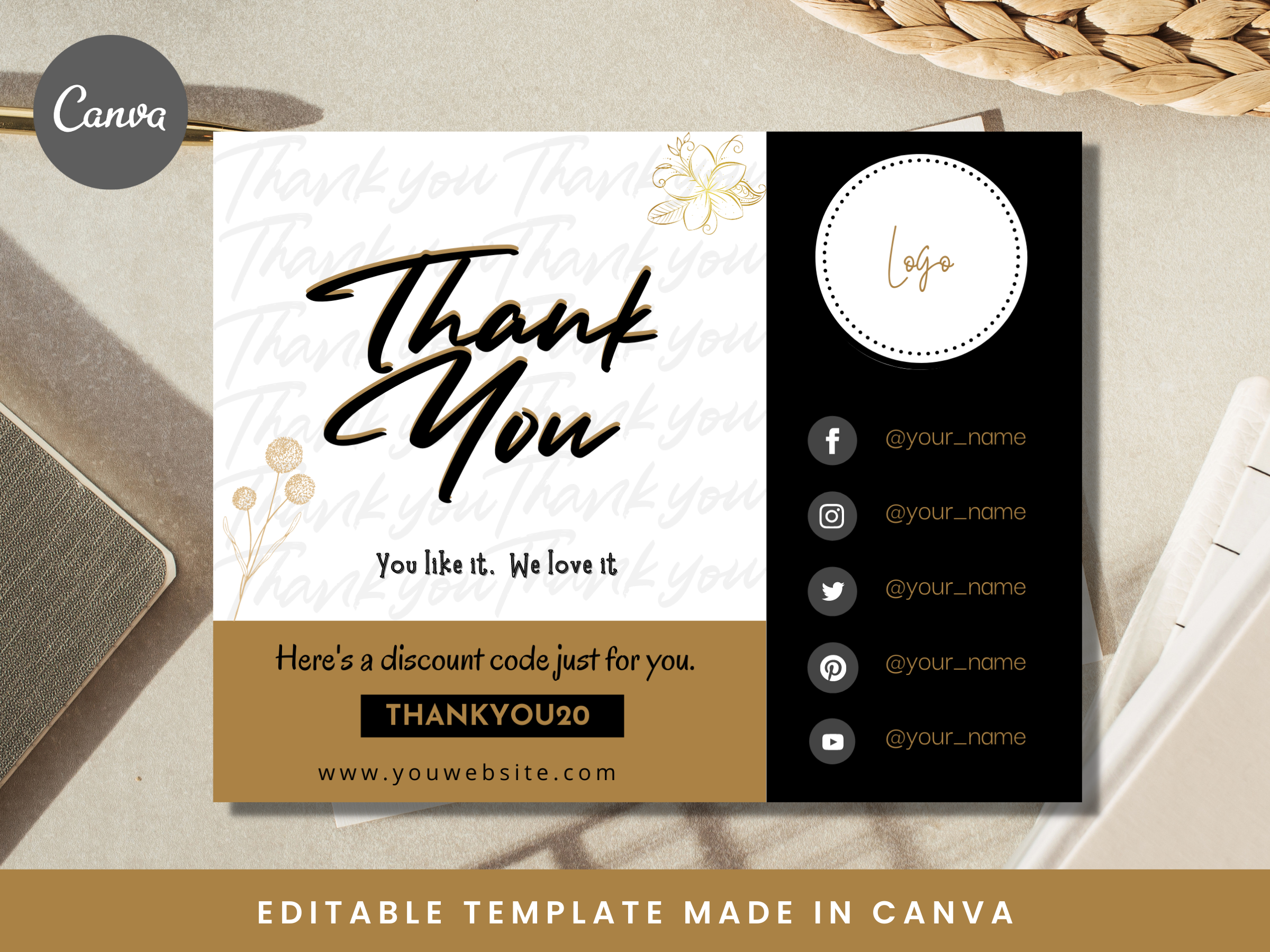 Canva Thank You Template Card