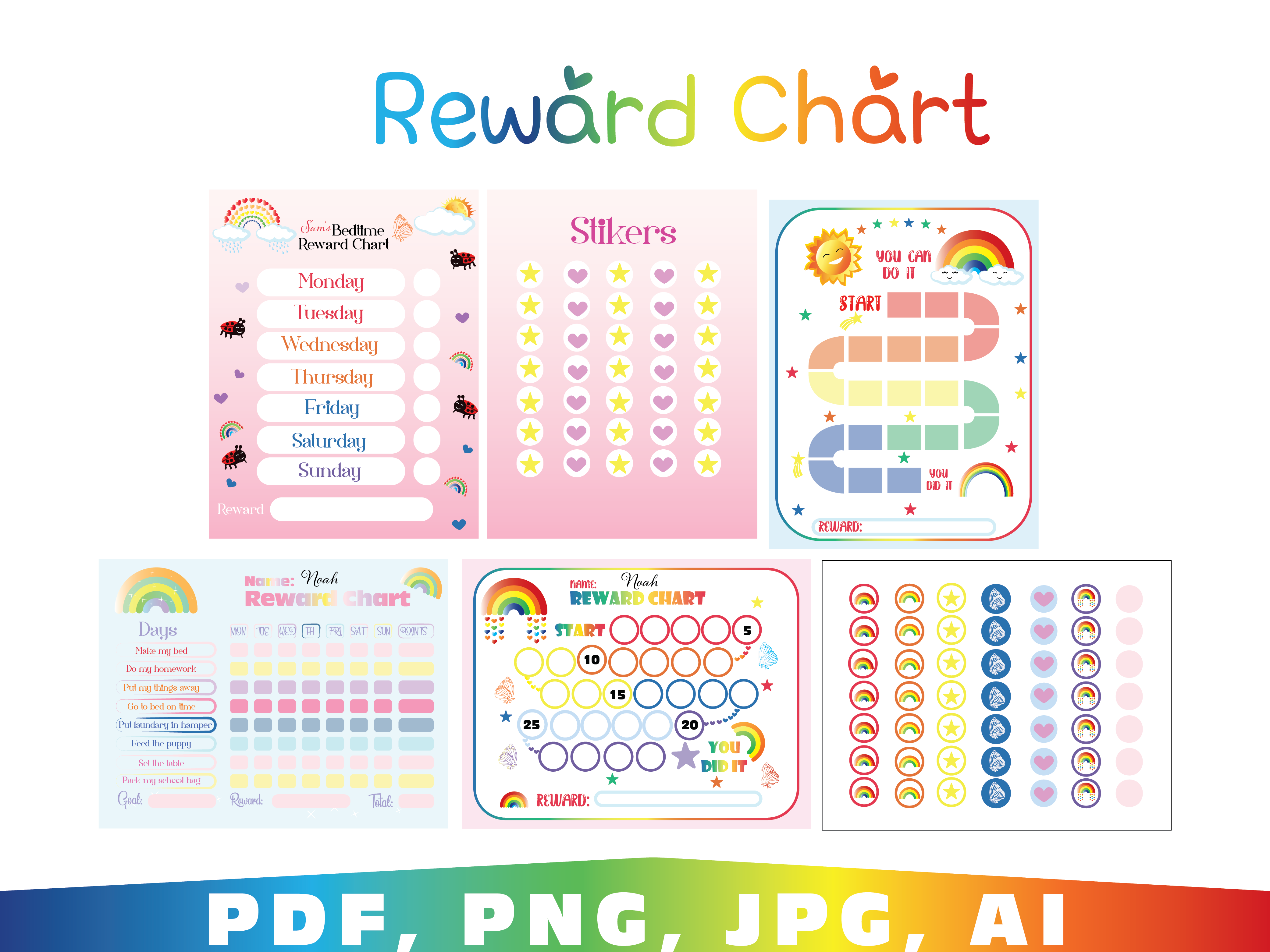 Reward Chart Color Rainbow Reward Chart Graphic by bluediamond.bluediamond19 · Creative ...