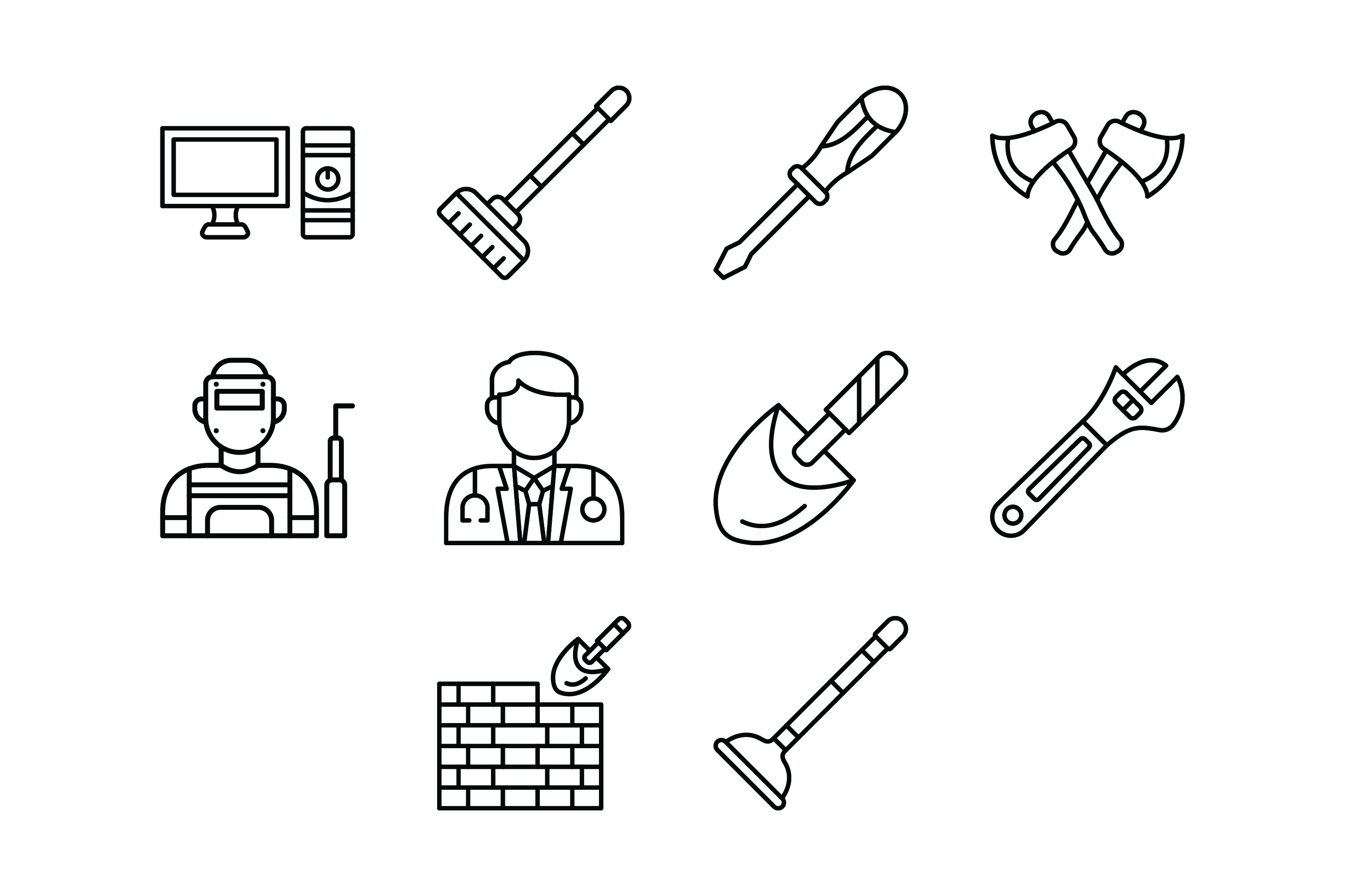 10 Labour Day Outline Icons Bundle Graphic by Maan Icons · Creative Fabrica
