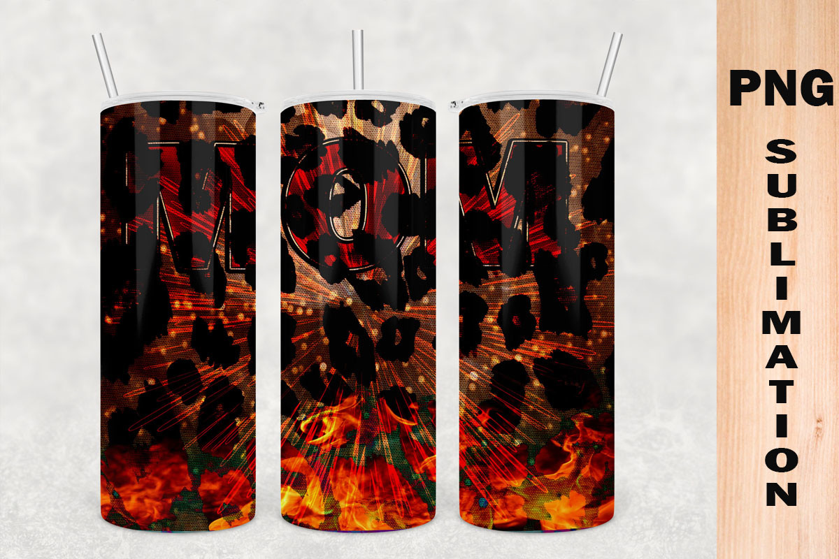 20oz Tumbler Mom Red Leopard Fire Graphic by Xray Design · Creative Fabrica