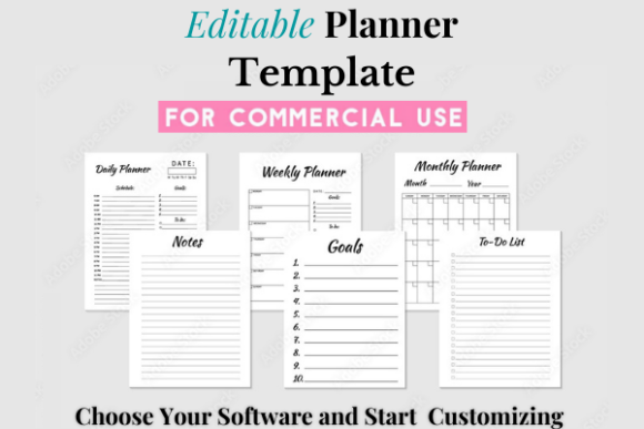 Editable Undated Yearly Digital Planner