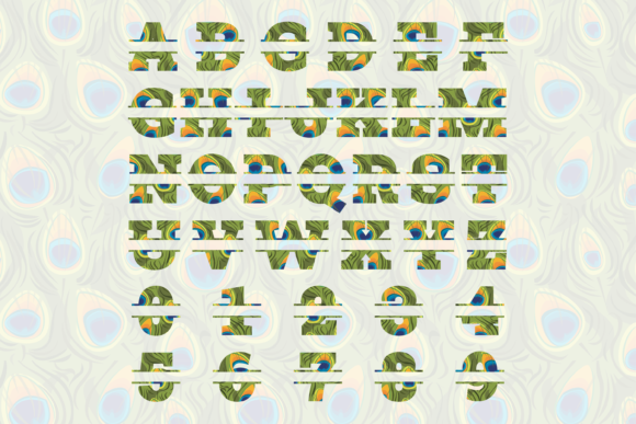 Peacock Split Font PNG with transparent background - Preview 1