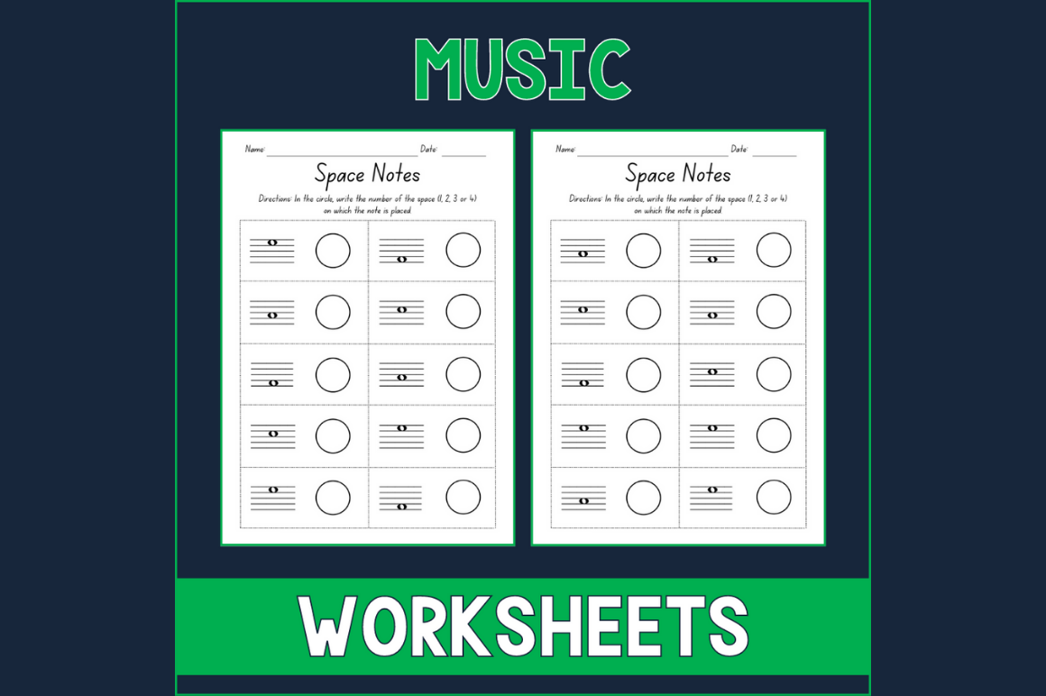 Space Notes Music Worksheets Graphic by atlasart · Creative Fabrica