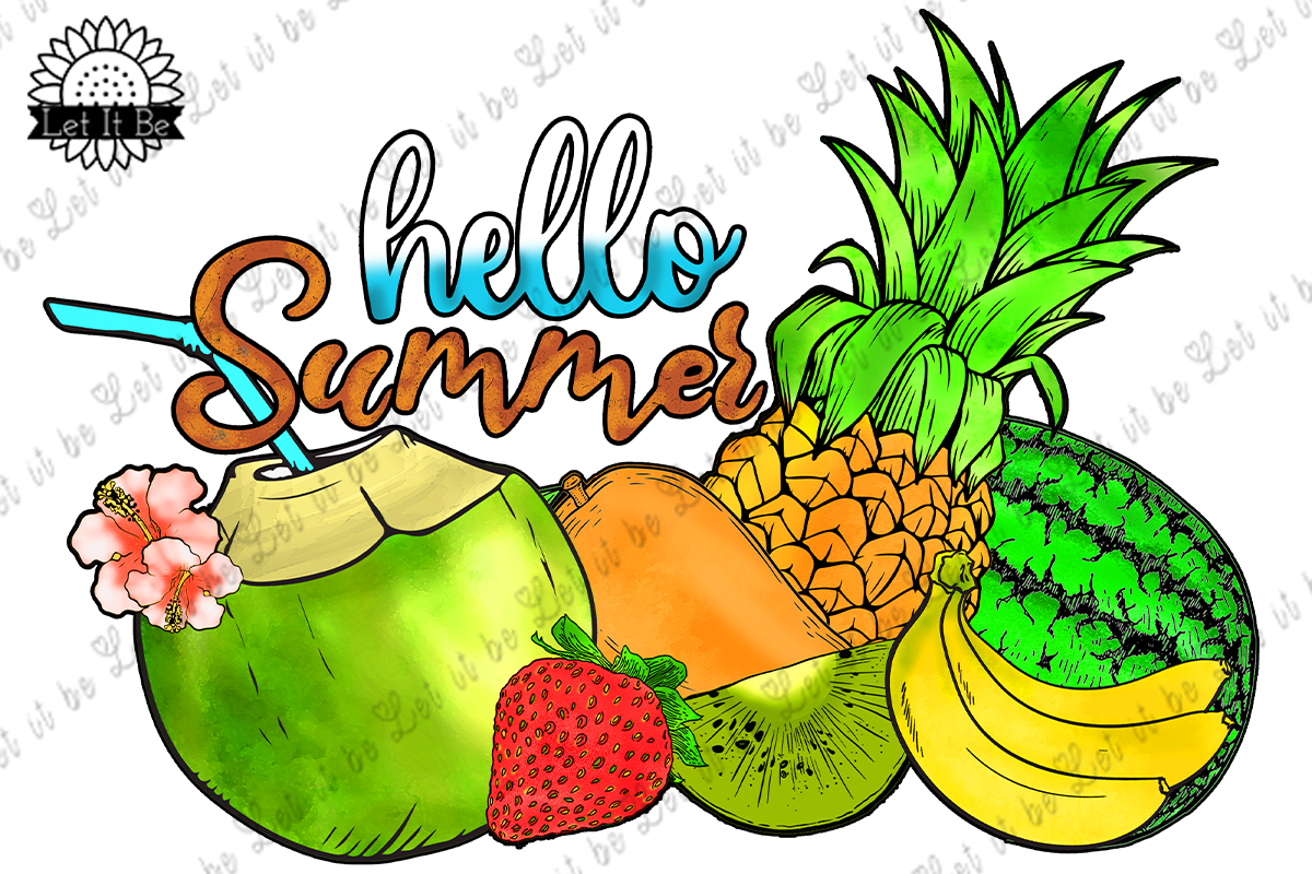 Hello Summer Tropical Fruit Graphic by Let it be Design · Creative Fabrica