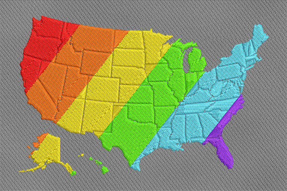Map of America with LGBT Flag