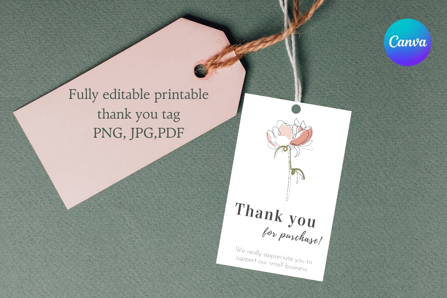 Printable fully editable Thank you tag