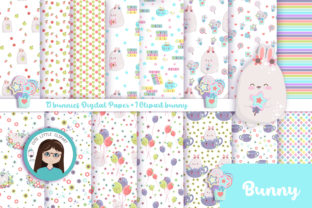 Bunnies Digital Paper Graphic by CuteLittleClipart · Creative Fabrica