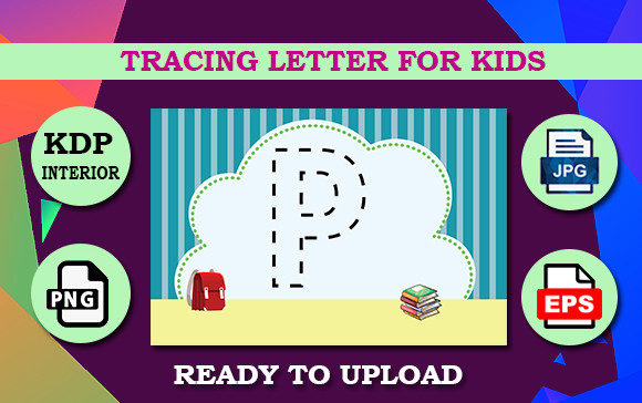TRACING LETTER for KIDS "P" Graphic KDP Keywords By Cave Creative