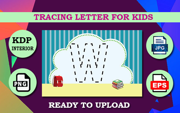 TRACING LETTER for KIDS "W" Graphic KDP Keywords By Cave Creative