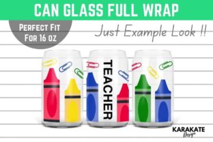 Crayon Teacher, 16 Oz Can Glass Wrap SVG Graphic by KARAKATE · Creative ...