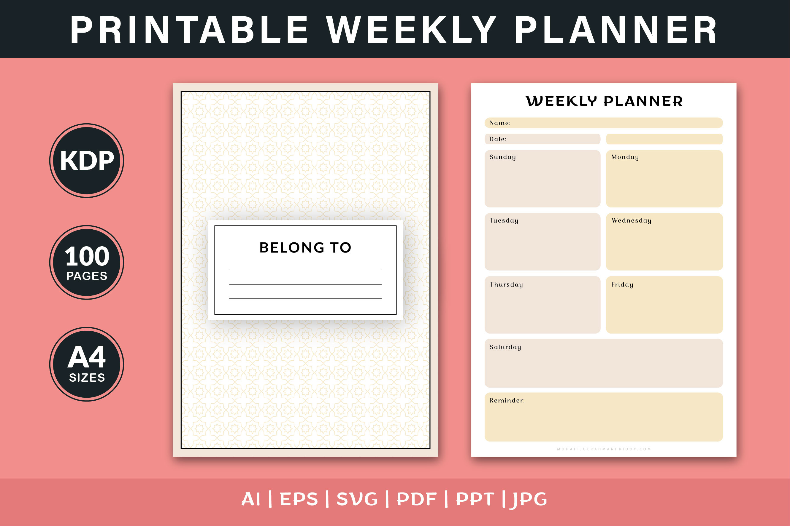 Weekly Planner Graphic by Finer Designers · Creative Fabrica