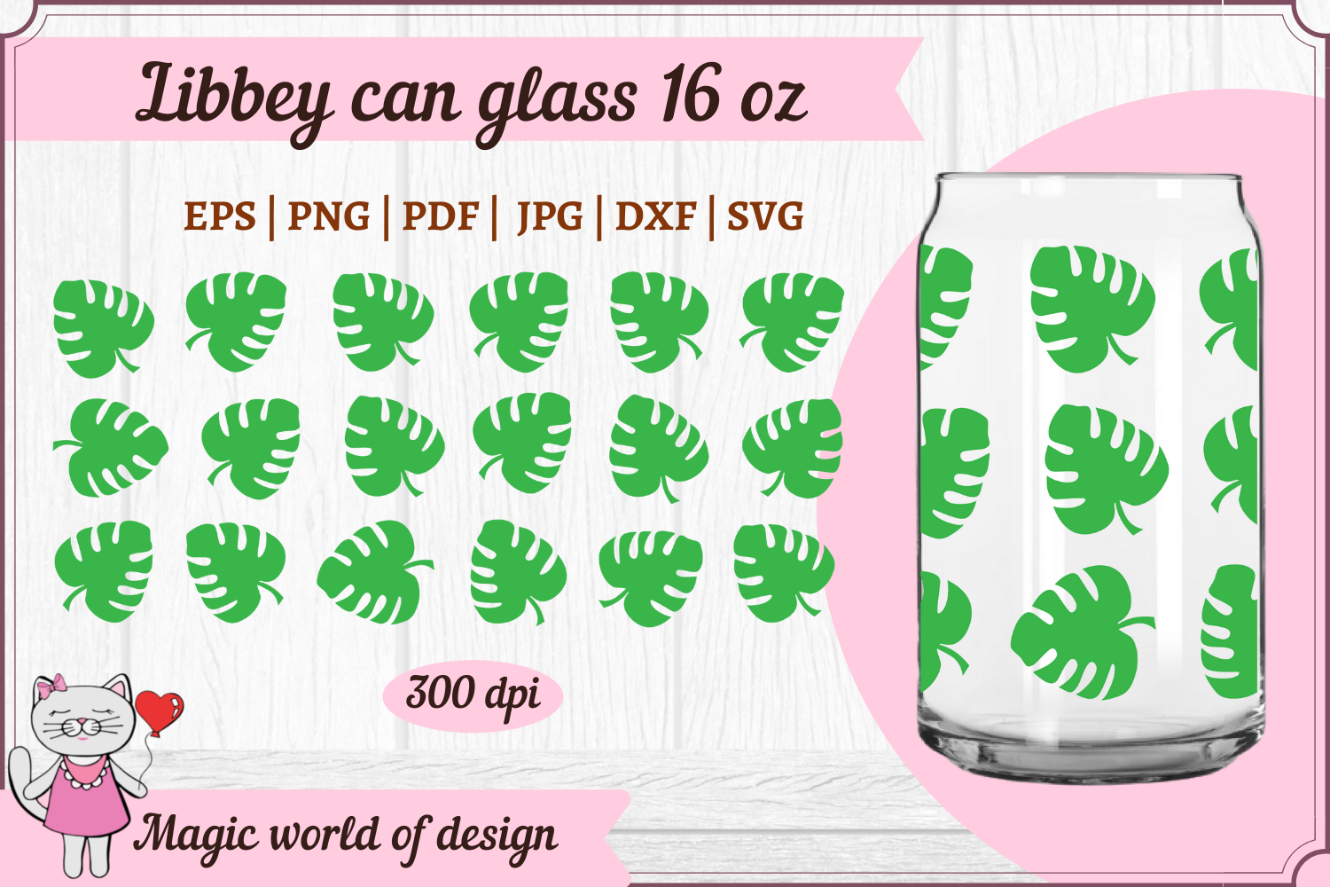 Monstera Svg for Libbey Can Glass 16 Oz Graphic by Magic world of ...