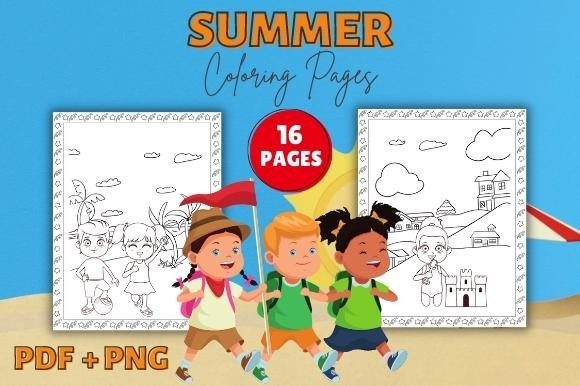 Summer Saison Coloring Pages for Kids Gráfico Páginas y libros para colorear Por The students Palace
