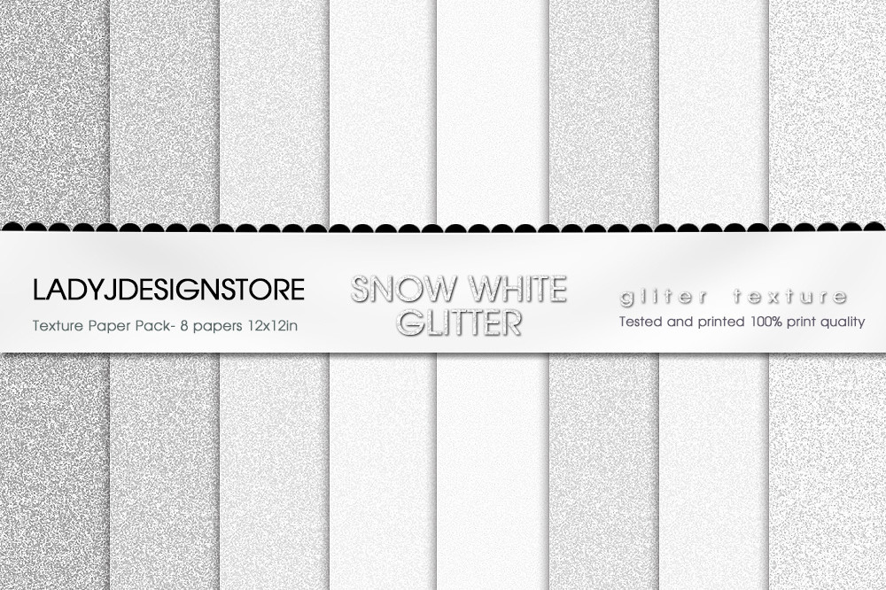 WHITE GLITTER Digital Papers 8 Glitter T