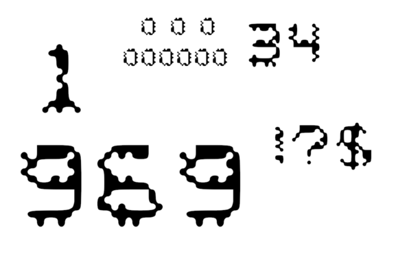 Digital Clock Glitch Font PNG with transparent background - Preview 2