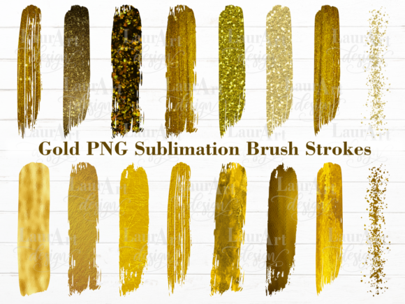 Gold Brush Strokes Glitter Sublimation Gráfico Pinceles Por LauraArtDesign