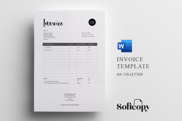 Invoice Template for Microsoft Word Graphic Print Templates By softcopy.space