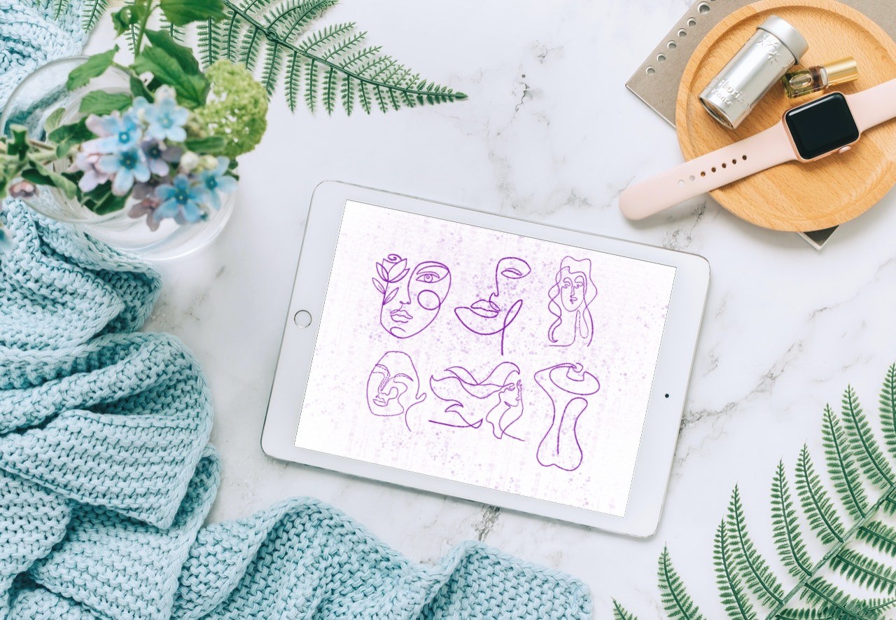 Line Art Woman Stamps Procreate V 43 Graphic by Manifesto Design ...