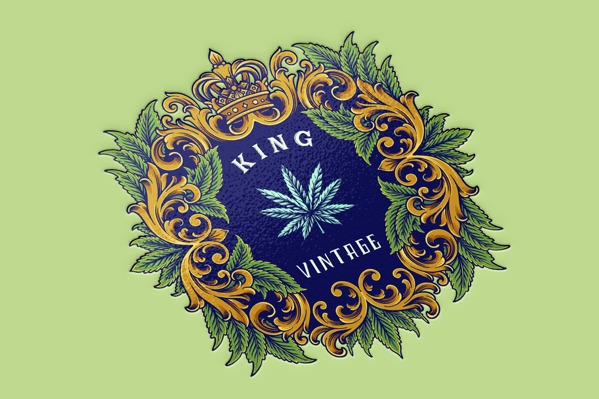 Vintage Luxury Crown Frame with Cannabis Graphic by artgrarisstudio ...