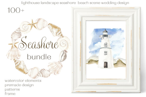 Watercolor Lighthouse, Sea Landscape Png Graphic Illustrations By GingerNatyArt
