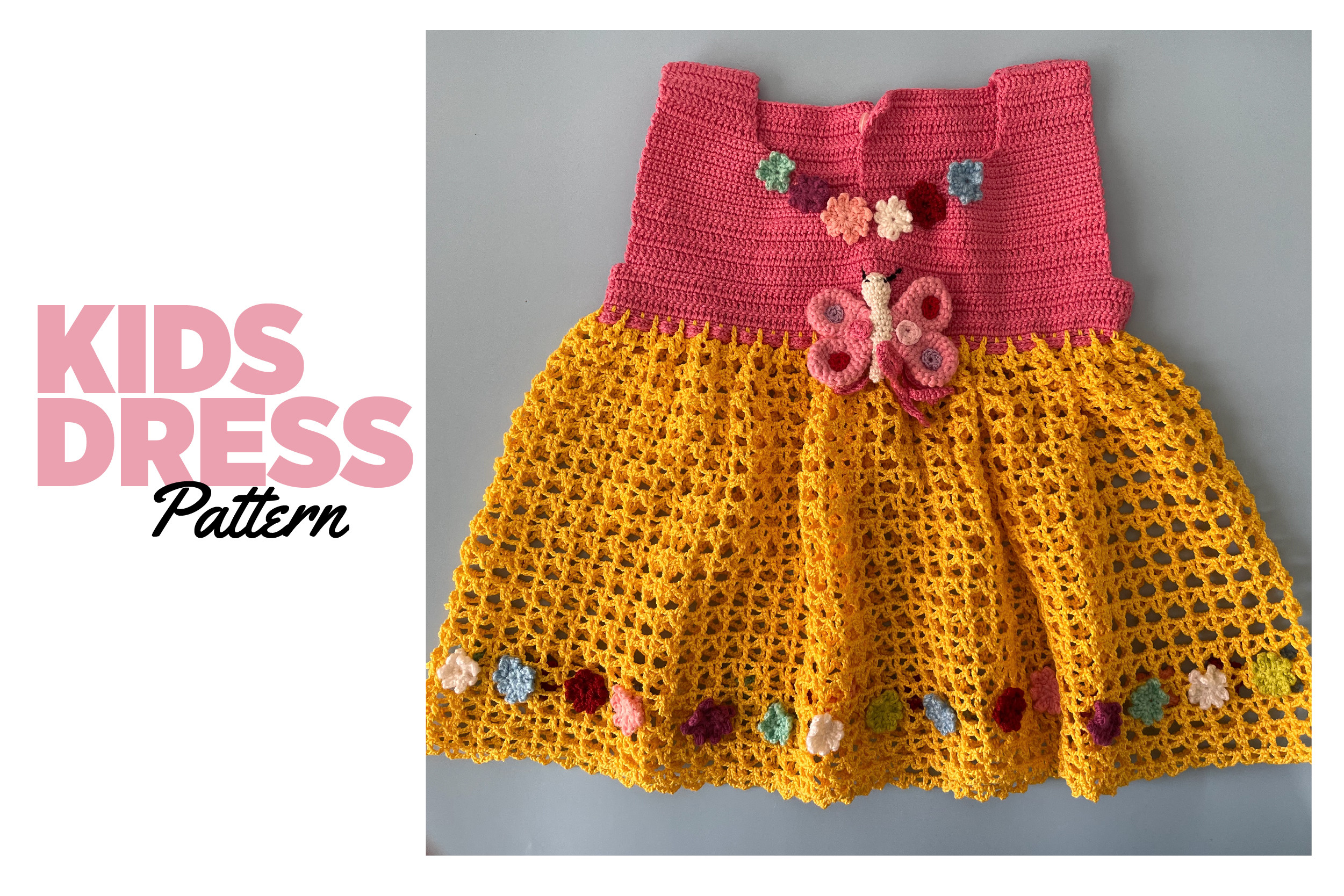 PATTERN: Butterfly Pink Color Dress