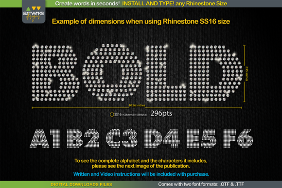 Preview specimen of RS04 Modern DIY RHINESTONE TTF Template sans serif font