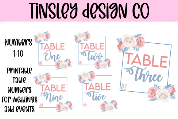 1-10 printable table numbers wedding