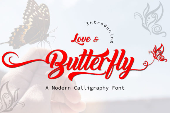 Love and Butterfly Font PNG with transparent background - Preview 1