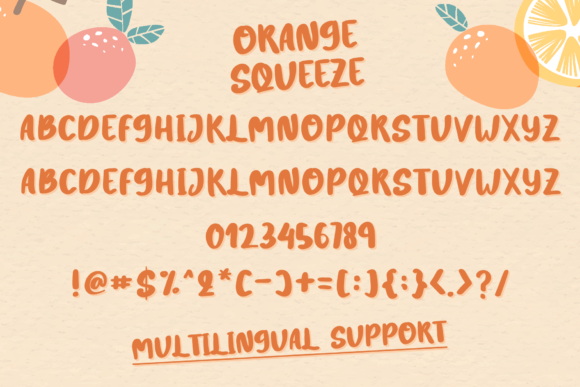 Orange Squeeze Font PNG with transparent background - Preview 4