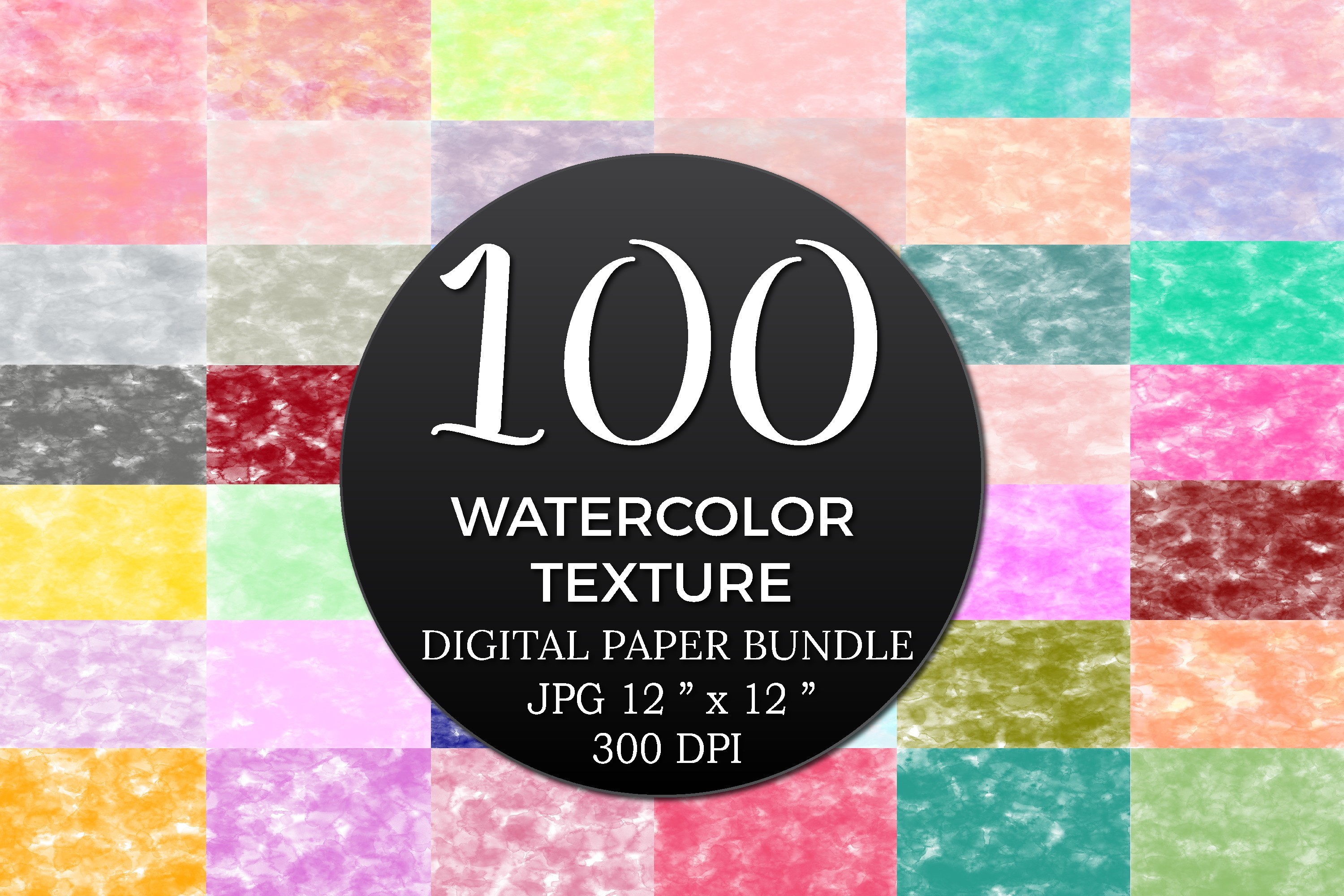 100 Watercolor Digital Paper Bundle Graphic by Rizu Designs · Creative ...