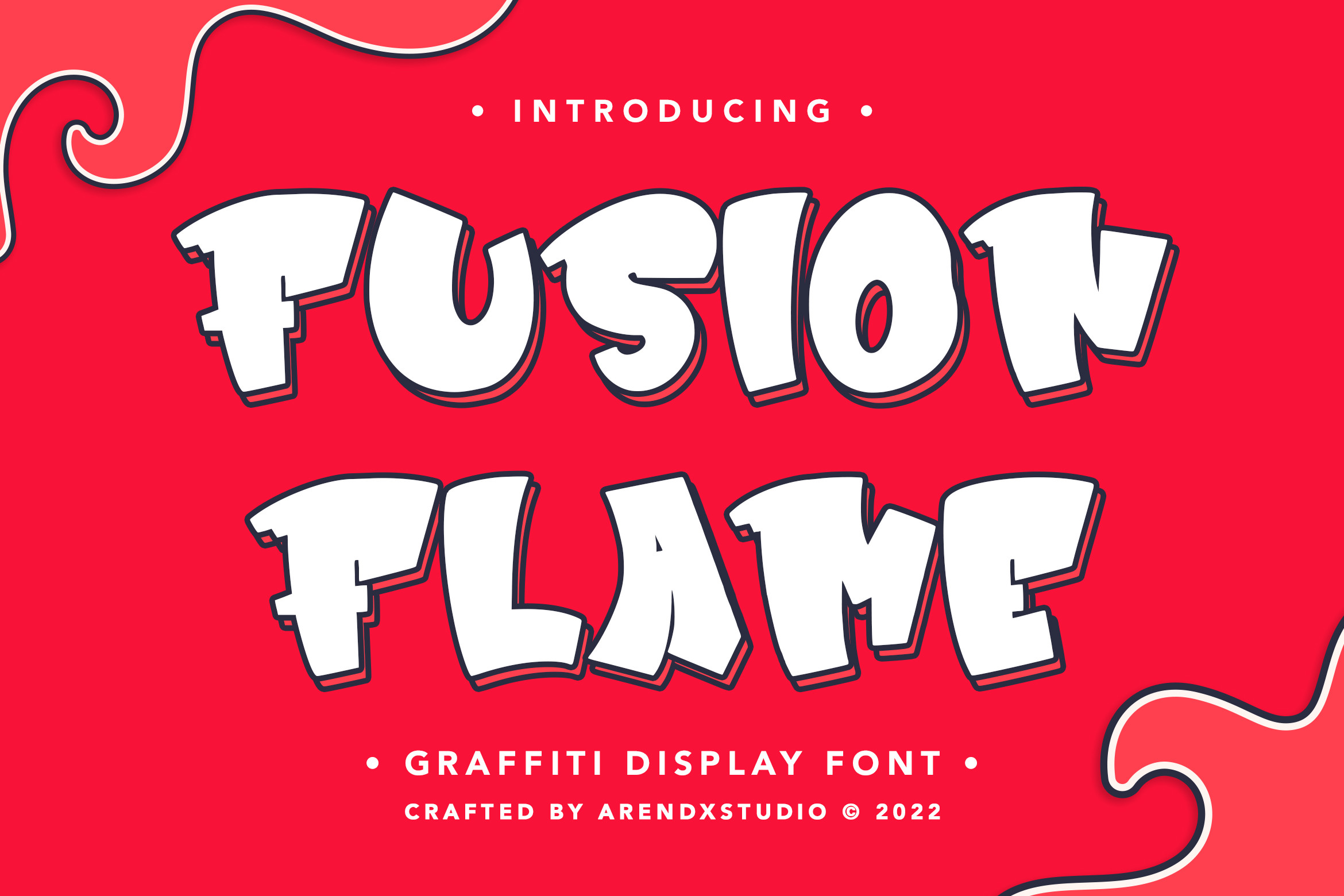 Fusion Flame font preview in a display style