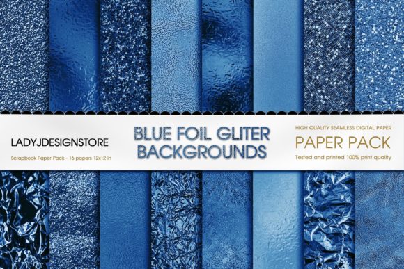 Blue Foil Glitter Seamless Digital Paper