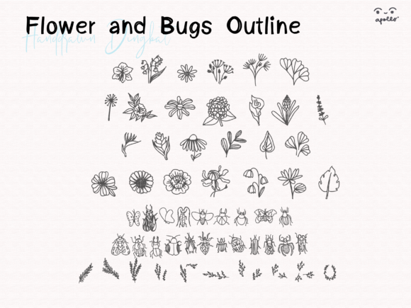 Flower and Bugs Font PNG with transparent background - Preview 2