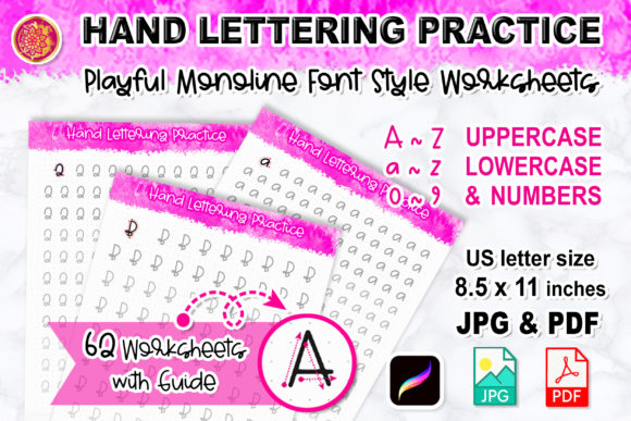 Monoline Hand Lettering Worksheets