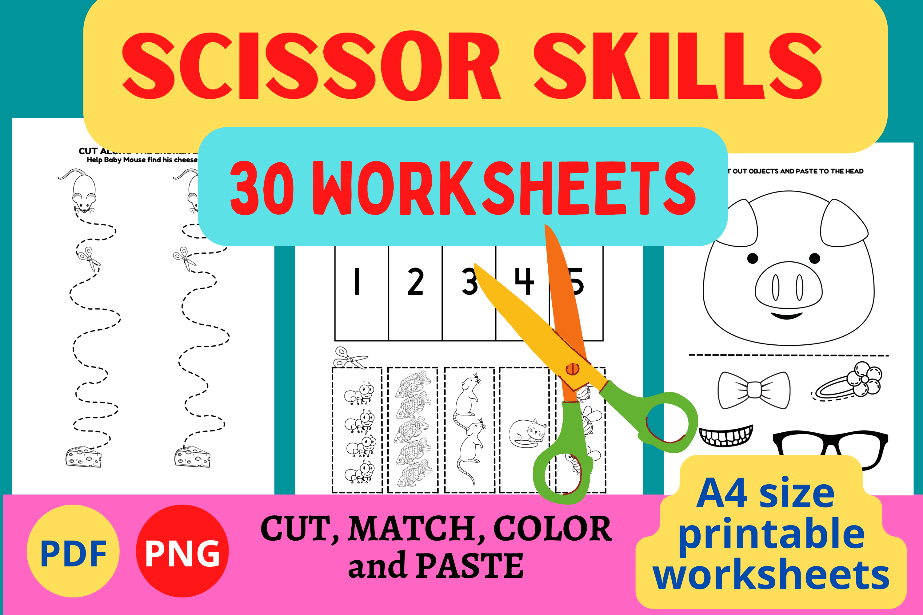 Scissor Skills: Cut, Match, Color, Paste