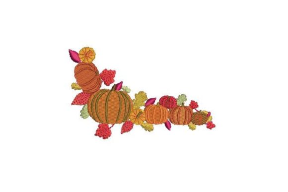 Pumpkin and Fall Leaves Border