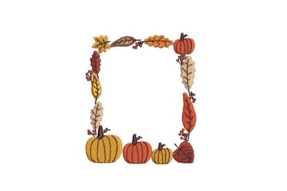Pumpkin and Fall Leaves Border