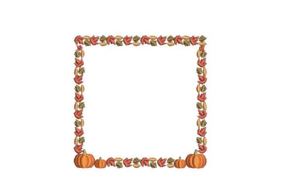 Pumpkin and Fall Leaves Border