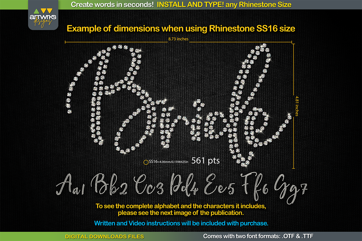 RS01 Cursiva Rhinestone Template TTF Font