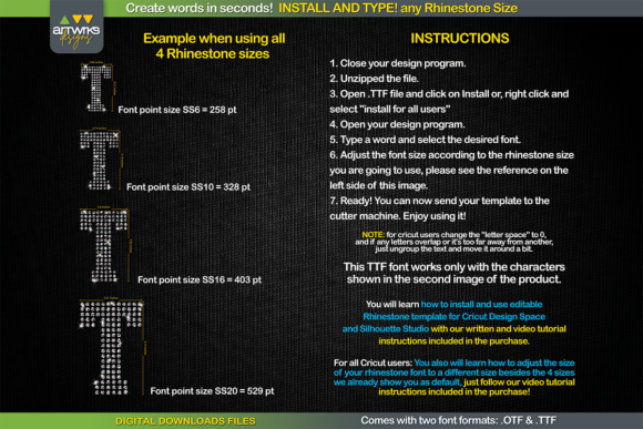 RS02 Atletico TTF RHINESTONE Template Font PNG with transparent background - Preview 2