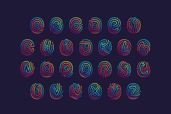 Rainbow Fingerprint Font PNG with transparent background - Preview 2